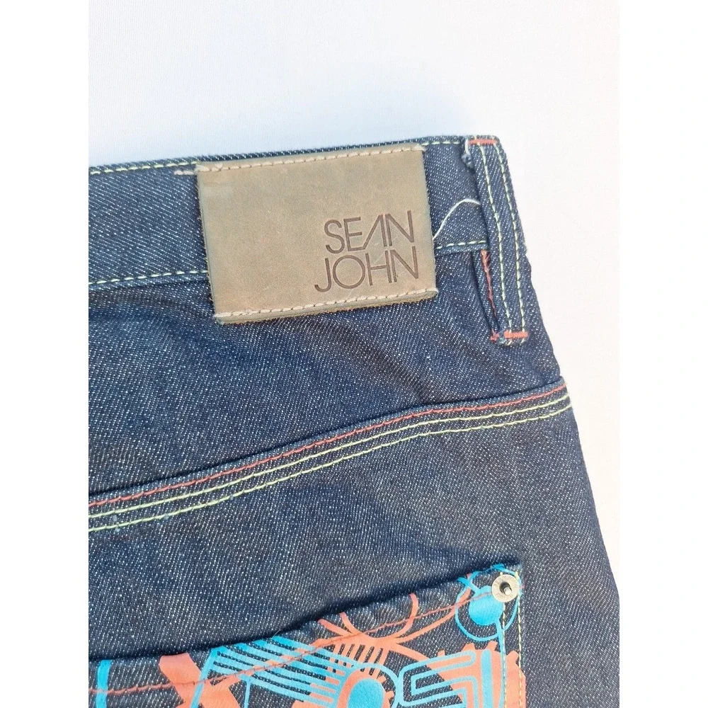 Vintage Y2k Sean John Baggy Jeans Mens 36x32 Embroidered Pocket Wide Leg Skater